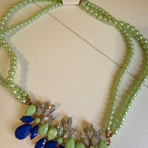 Elegant Green and Blue Beaded Necklace